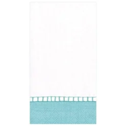 Linen Border Paper Guest Towel Napkins in Robin's Egg Blue - 15 Per Package