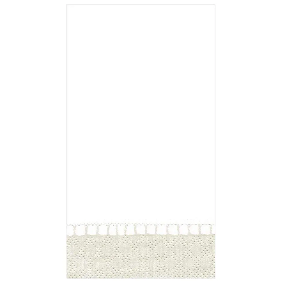 Linen Border Paper Guest Towel Napkins in Natural - 15 Per Package