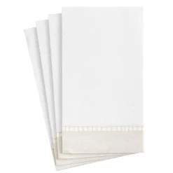 Linen Border Paper Guest Towel Napkins in Natural - 15 Per Package