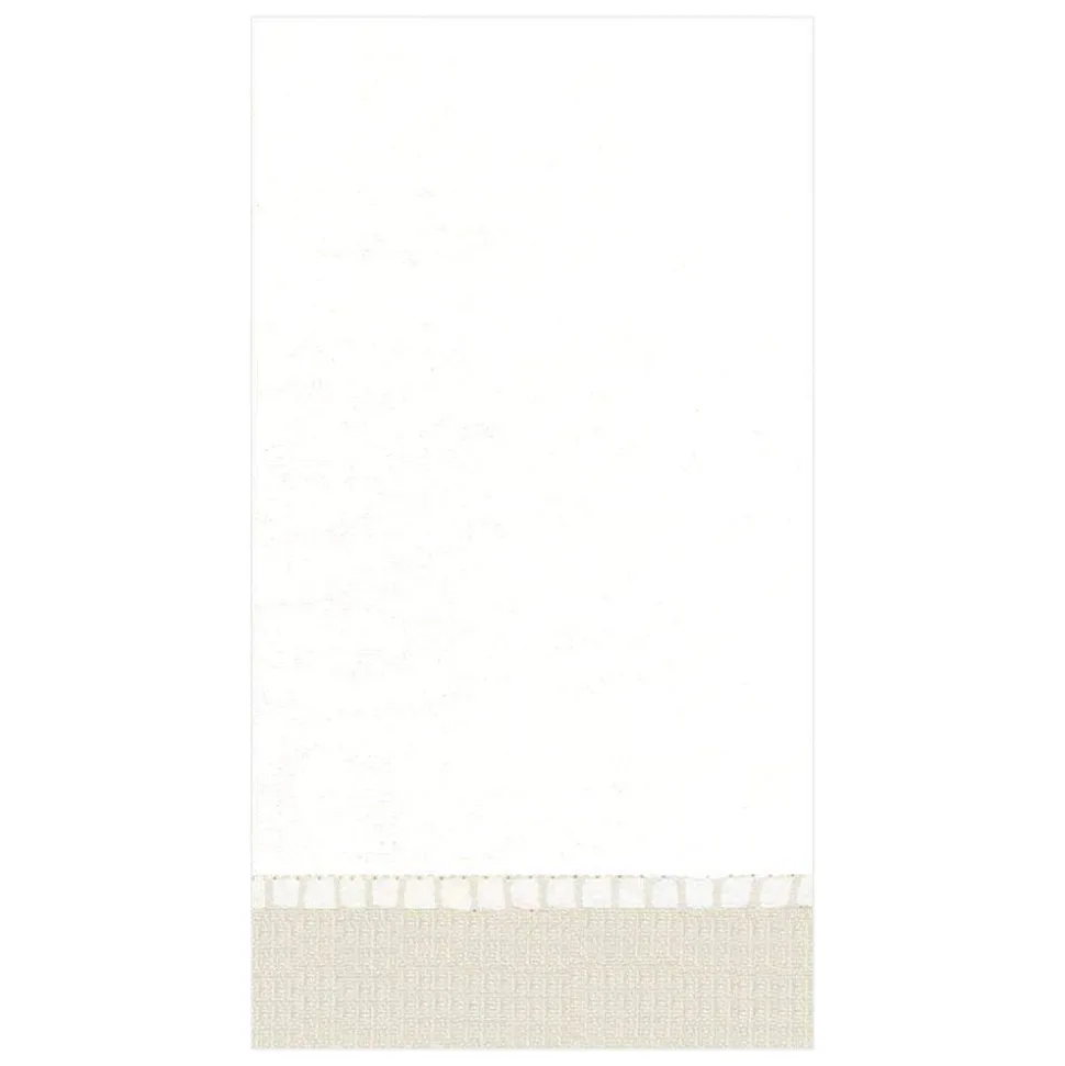 Linen Border Paper Linen Guest Towel Napkins in Natural - 12 Per Package