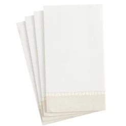Linen Border Paper Linen Guest Towel Napkins in Natural - 12 Per Package