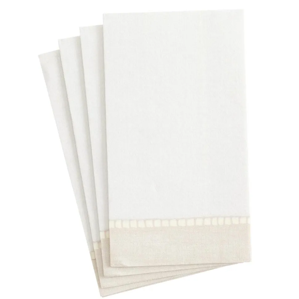 Linen Border Paper Linen Guest Towel Napkins in Natural - 12 Per Package