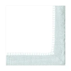 Linen Border Paper Luncheon Napkins in Silver - 20 Per Package