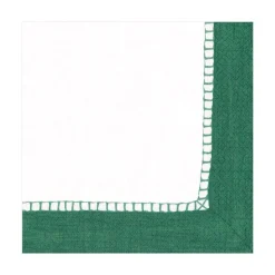 Linen Border Paper Luncheon Napkins in Emerald - 20 Per Package