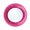 Linen Border Paper Salad & Dessert Plates in Fuchsia - 8 Per Package