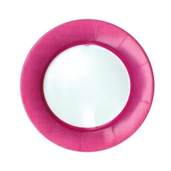 Linen Border Paper Salad & Dessert Plates in Fuchsia - 8 Per Package