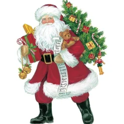 Lynn Haney Santa Decorative Die-Cut Gift Tag - 4 Per Package