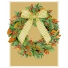 Magnolia Wreath With Striped Bow Large Boxed Christmas Cards - includes 15 Boxed Christmas Cards & Envelopes