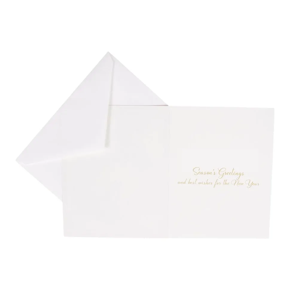 Magnolia Wreath With Striped Bow Large Boxed Christmas Cards - includes 15 Boxed Christmas Cards & Envelopes