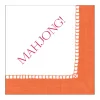 Mahjong! Paper Cocktail Napkins - Linen Border in Coral