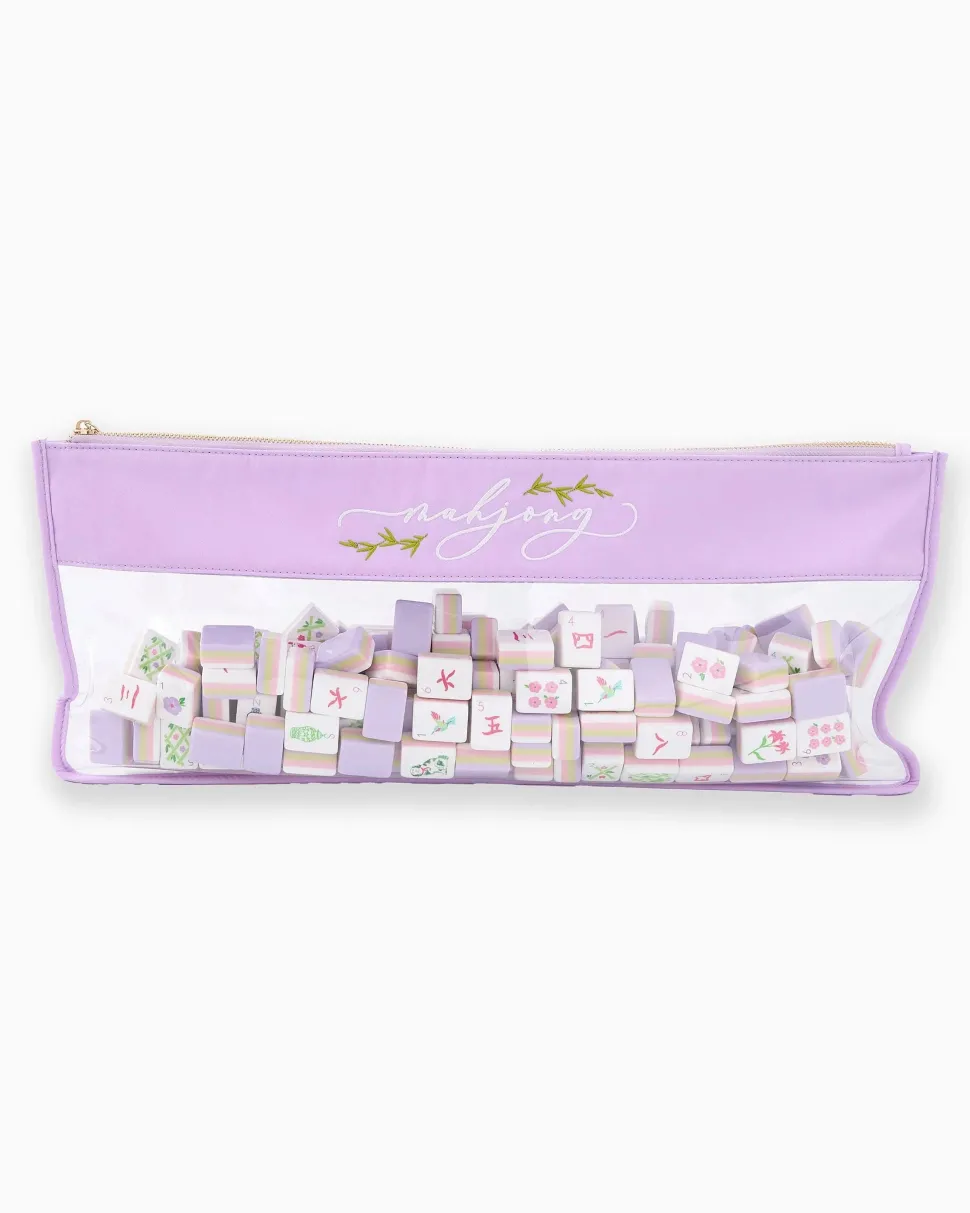 Mahjong Tile Storage Bag - Lilac Script Mahjong