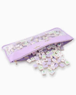 Mahjong Tile Storage Bag - Lilac Script Mahjong