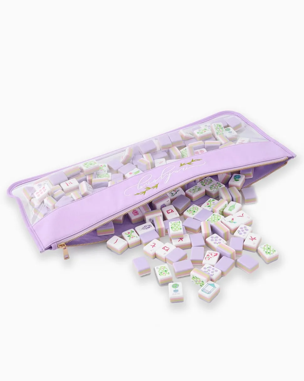 Mahjong Tile Storage Bag - Lilac Script Mahjong