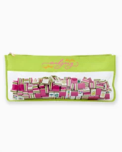 Mahjong Tile Storage Bag - Chartreuse Script Mahjong