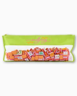 Mahjong Tile Storage Bag - Chartreuse Script Mahjong