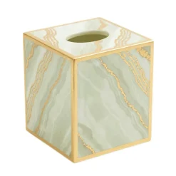 Marble Lacquer Tissue Box Cover in Moonlight Grey - 1 Each