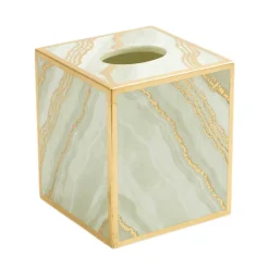 Marble Lacquer Tissue Box Cover in Moonlight Grey - 1 Each