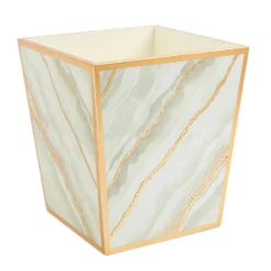 Marble Lacquer Wastebasket in Moonlight Grey - 1 Each
