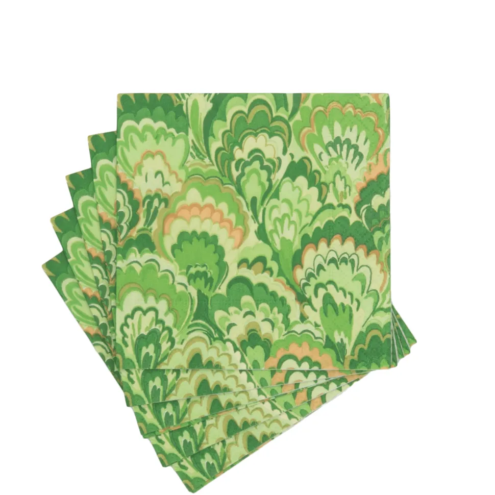Marbled Ceramica Green Cocktail Napkins - includes 12 Cocktail Napkins