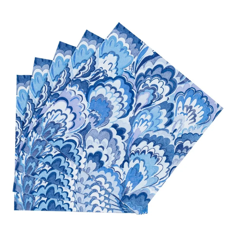 Marbled Ceramica Indigo Cocktail Napkins - 20 Per Package