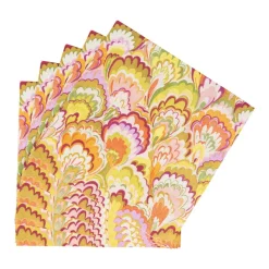 Marbled Ceramica Raspberry & Chartreuse Luncheon Napkins - 20 Per Package
