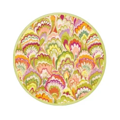 Marbled Ceramica Raspberry & Chartreuse Paper Salad & Dessert Plates - 8 Per Package