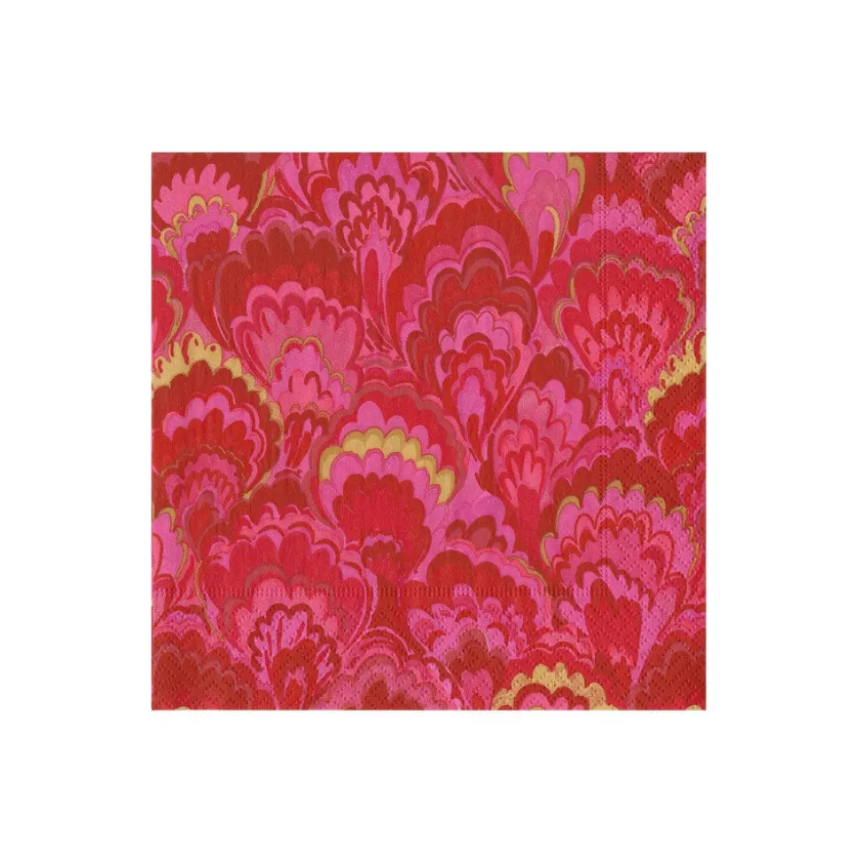 Marbled Ceramica Red & Fuchsia Cocktail Napkin - package of 20