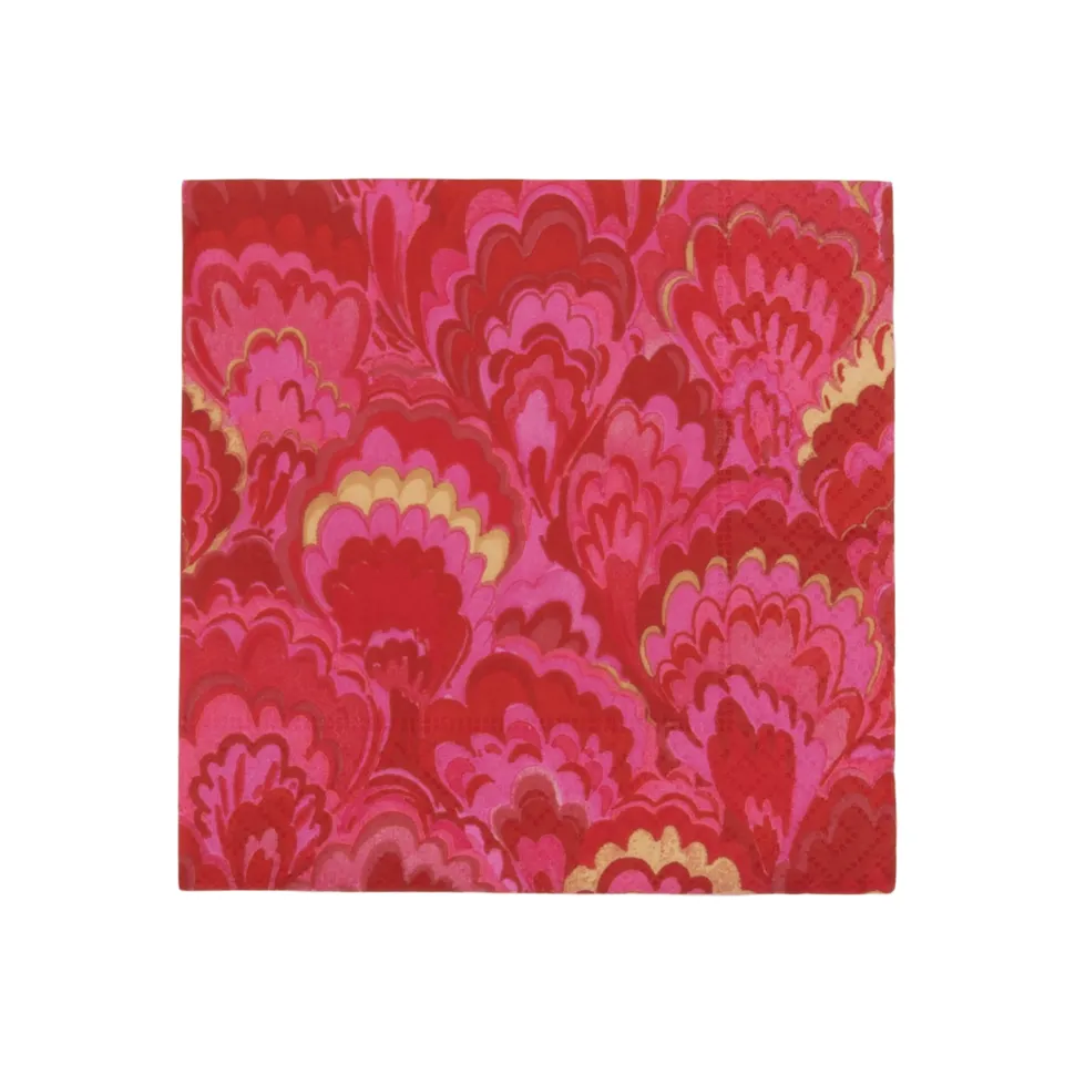 Marbled Ceramica Red & Fuchsia Cocktail Napkin - package of 20