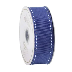 Marine Blue & White Grosgrain Wired Ribbon - 9 Yard Spool