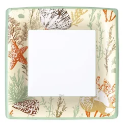 Marine Study Square Paper Dinner Plates in Ivory - 8 Per Package