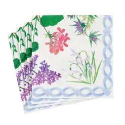 Mary Delany Flower Mosaics Boxed Paper Cocktail Napkins in White - 40 Per Box