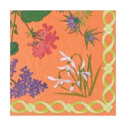 Mary Delany Flower Mosaics Paper Luncheon Napkins in Melon - 20 Per Package