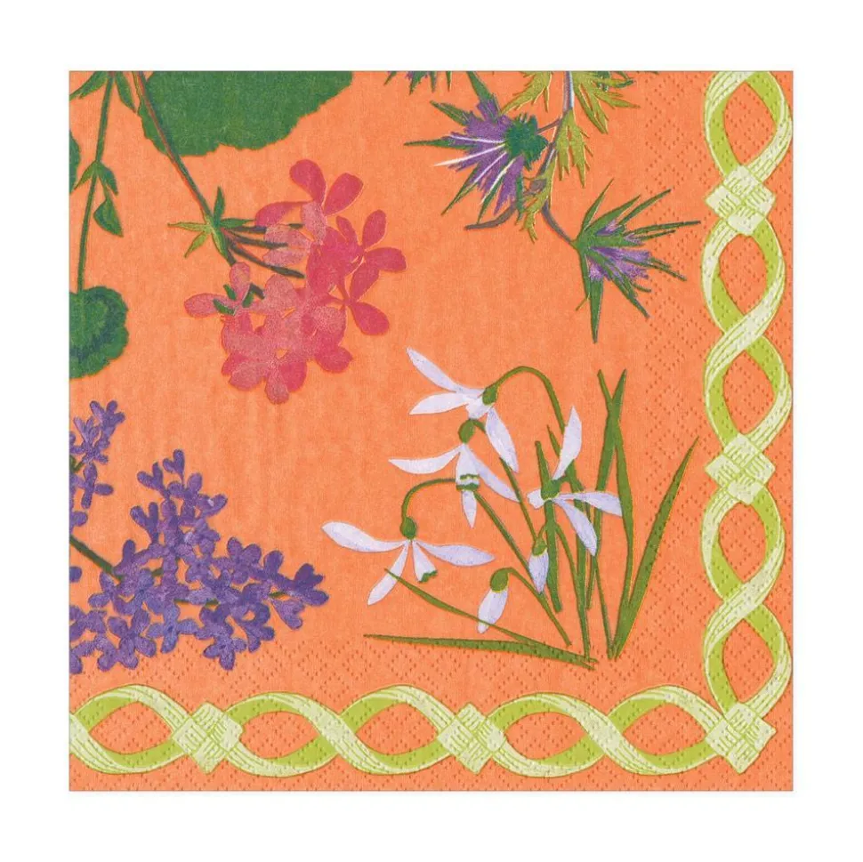 Mary Delany Flower Mosaics Paper Luncheon Napkins in Melon - 20 Per Package