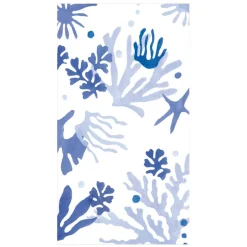 Matisse Guest Towel Napkins in Coral & Blue - 15 Per Package
