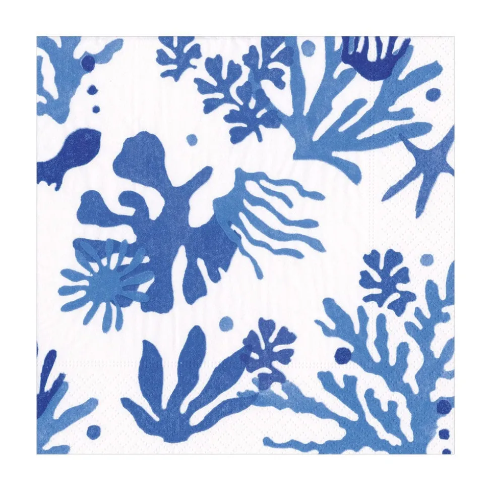 Matisse Luncheon Napkins in Coral & Blue - 20 Per Package