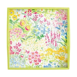 Meadow Flowers Lacquer Square Tray in White - 1 Each