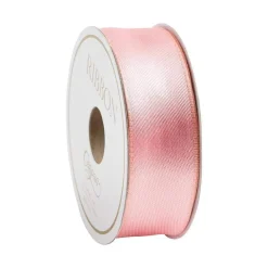 Medium Pink & Salmon Reversible Satin Wired Ribbon - 10 Yard Spool