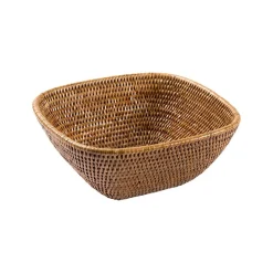 Medium Rattan Modern High Bowl in Dark Natural - 1 Each