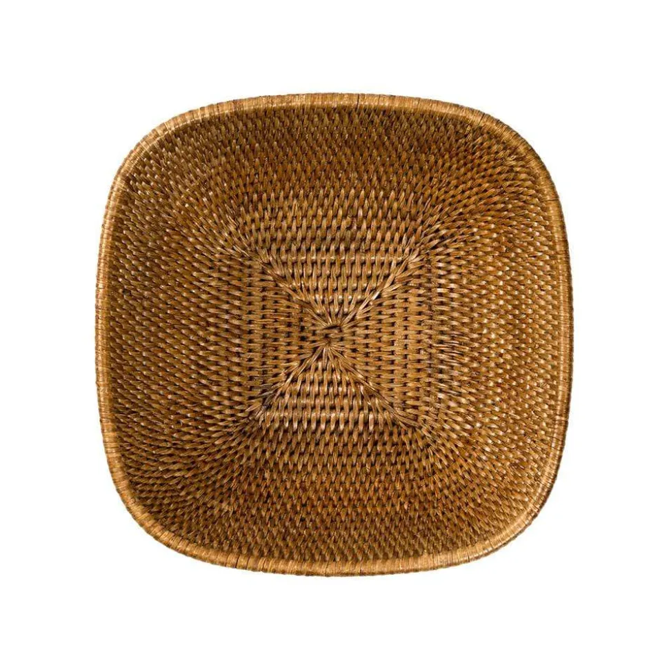 Medium Rattan Modern High Bowl in Dark Natural - 1 Each