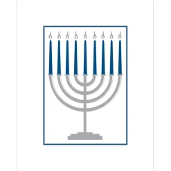 Menorah Foil Embossed Large Boxed Christmas Cards - includes 10 Cards & Envelopes