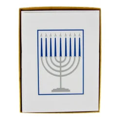 Menorah Foil Embossed Large Boxed Christmas Cards - includes 10 Cards & Envelopes