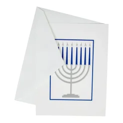 Menorah Foil Embossed Large Boxed Christmas Cards - includes 10 Cards & Envelopes