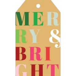 Merry and Bright Gift Hang Tags in Gold Foil - 4 Per Package