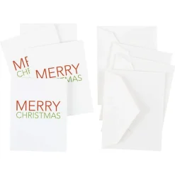 Merry Christmas Block Gift Enclosure Cards - 4 Mini Cards & 4 Envelopes