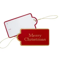 Merry Christmas Hanging Gift Tags - 4 Tags with Gold Cord