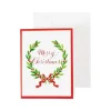 Merry Christmas Laurel Wreath Gift Enclosure Cards in Gold Foil - 4 Mini Cards & 4 Envelopes
