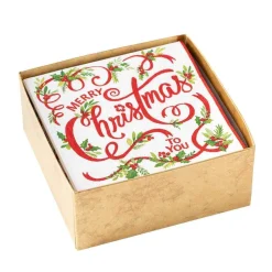 Merry Christmas to You Boxed Paper Cocktail Napkins - 40 Per Box