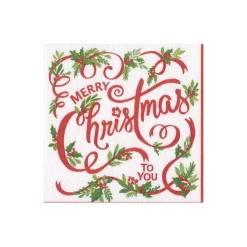 Merry Christmas to You Paper Cocktail Napkins - 20 Per Package