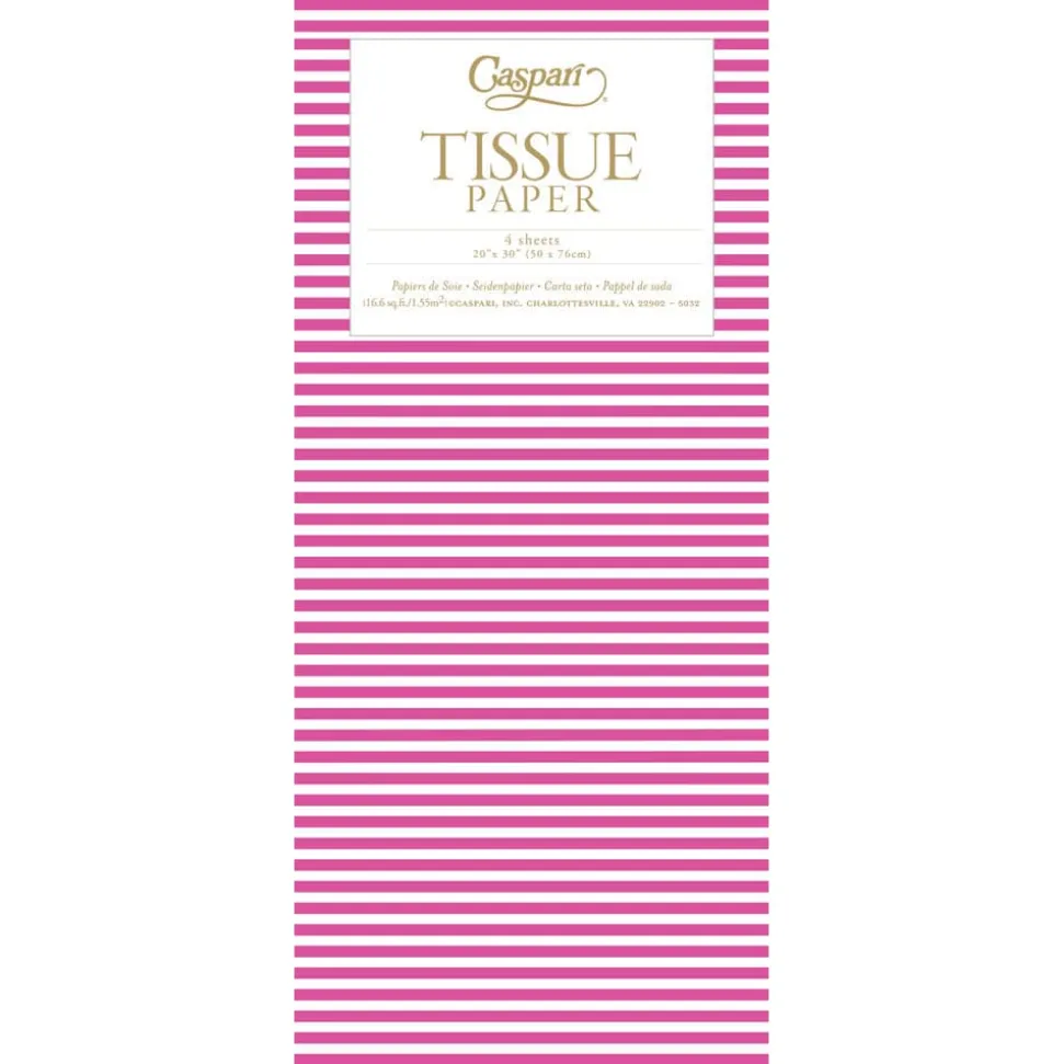 Mini Stripe Fuchsia Tissue Paper - 4 Tissue Sheets Per Pack