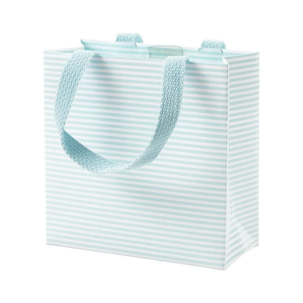 Mini Stripe Small Square Gift Bag in Robin's Egg - 1 Each